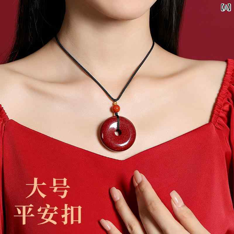 ネックレス レディース ペンダント 辰砂 平安扣 民族調 お守り 年 け 魔除け ギフト プレゼント アクセ..