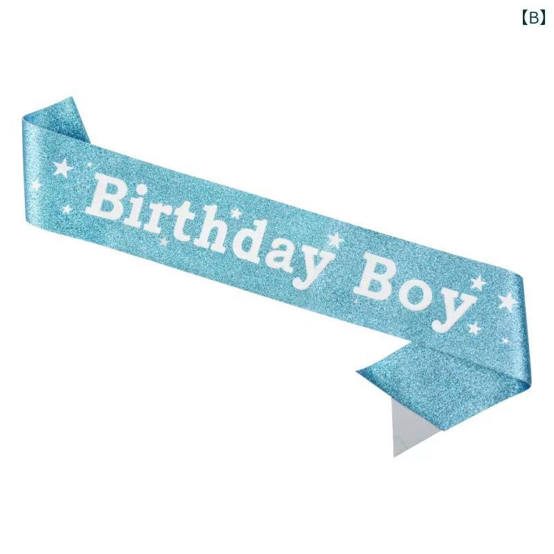 フロントップ楽天市場店のバースデースタスキ ベビー 男の子 女の子 誕生日 パーティ 記念日 肩掛けストラップ サッシュベルト バースデーガール バースデーボーイ 飾り付け デコレーション 撮影小物 インスタ映え かわいい おしゃれ｜アングル2