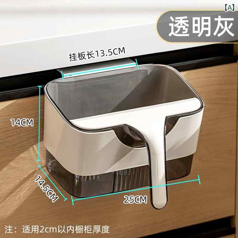 Pipe Type - ゴミ箱 キッチン 生ゴミ 壁掛け 卓上 キャビネット 家庭用 スクレーパー付き ダストボックス くず入れ 透明 グレー ホワイト