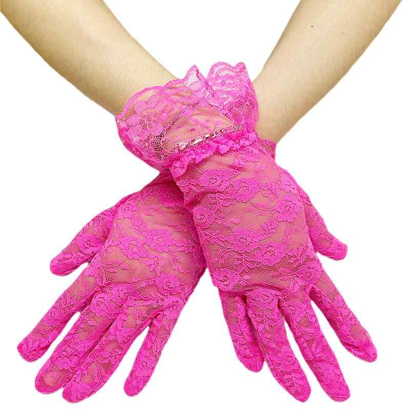 手袋 レディース ウェディング ブライダル レース ショートグローブ 赤 黒 白 透かし彫り 花柄 エレガ..