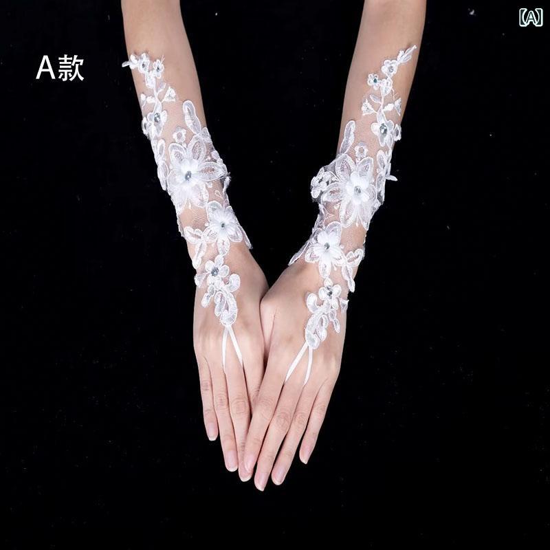 ウェディンググローブ レディース 花嫁 新婦 レース 手袋 袖カバー ロング丈 エレガント 上品 華やか ..