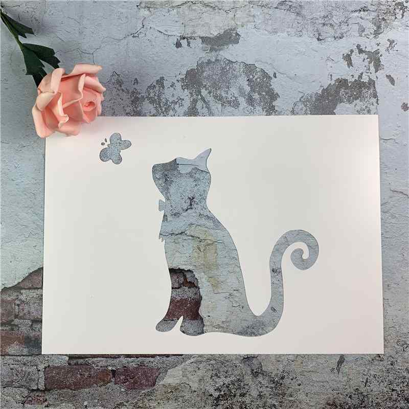 ステンシル キッズ 猫 蝶々 アニメ かわいい DIY くり抜き 描画 テンプレート 型紙 壁画 手描き アート..