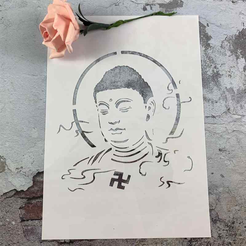 ステンシル 仏像 禅アート 描画ツール DIY クリエイティブ 壁画 手描き くり抜き 型紙 マスキングシート