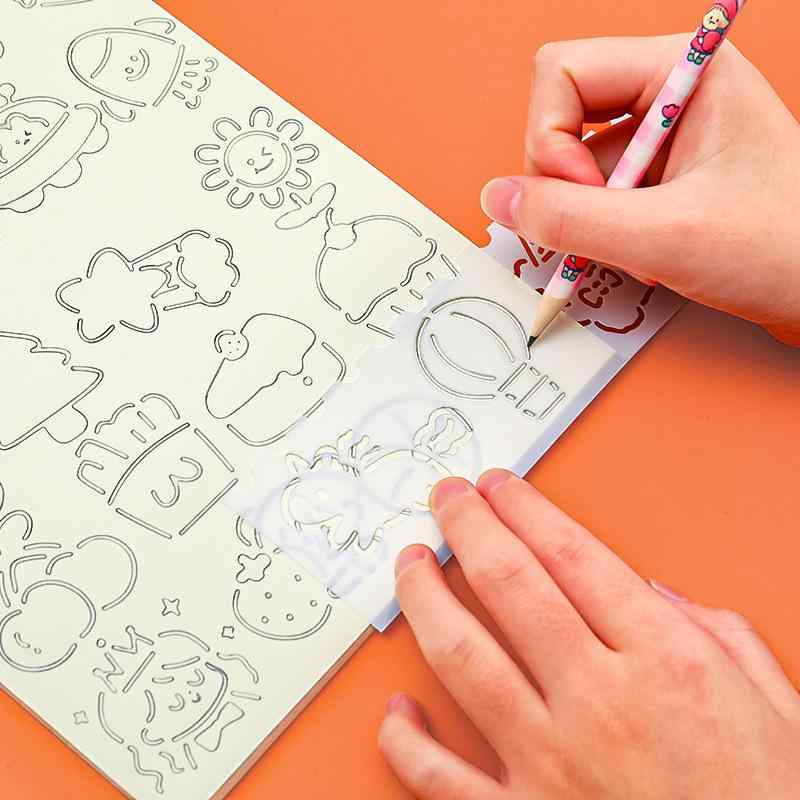 テンプレート 子供用 学生 男の子 女の子 かわいい カートゥーン 手描き 型抜き 定規 お絵かき スケッ..