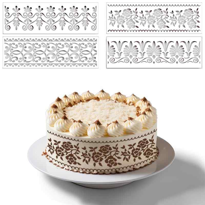ステンシル レトロ花柄 ヴィンテージ風風 くり抜き ケーキデコレーション DIY クラフト アート 描き絵 ..