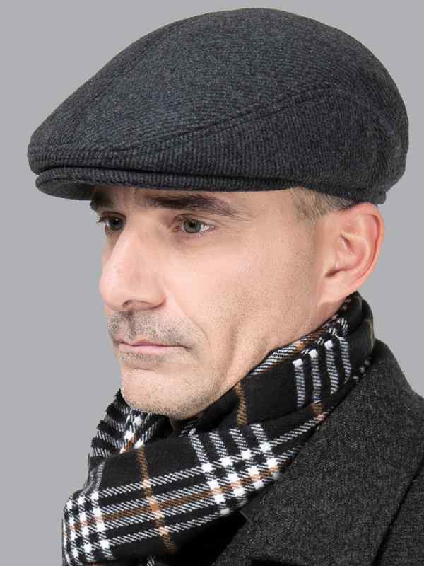 Newsboy Cap - 帽子 メンズ シニア 中高年 ハンチング帽 ベレー帽 春秋 薄手 秋冬 防寒 ウール カジュアル ストライプ ブラック グレー お出かけ 普段使い