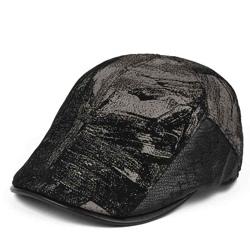 帽子 メンズ 中高年 秋冬 本革 羊革 レザー 千鳥格子 キャップ ハンチング ベレー帽 保温 防寒 カジュアル 普段使い 黒 茶 ブラウン ヴィンテージ風 レトロ 無地