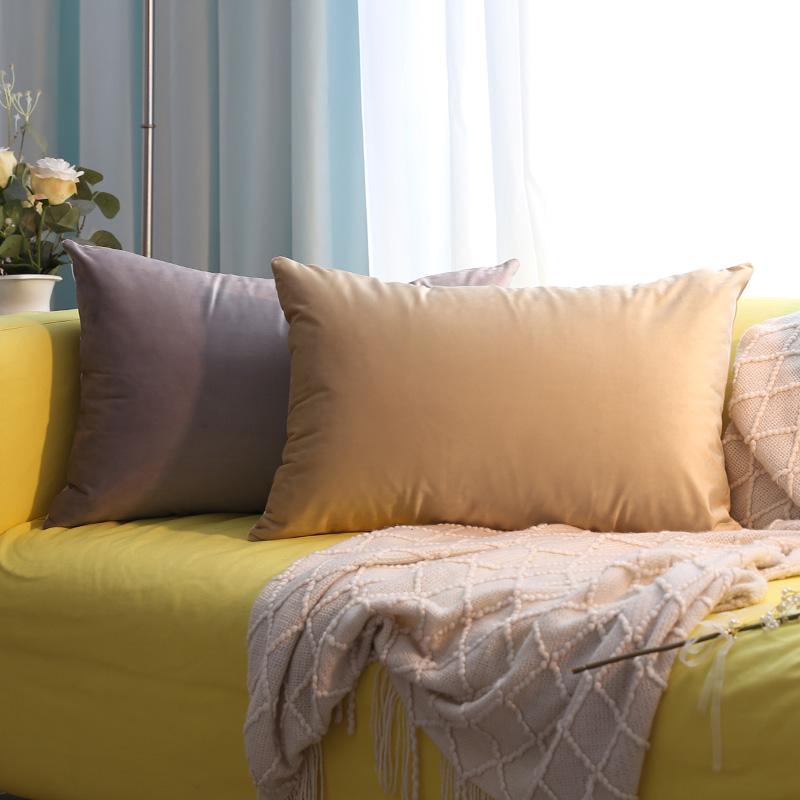 フランネル クッション カバー おしゃれ シンプル インテリア リビング 寝室 ソファ 長方形 無地 ピン..