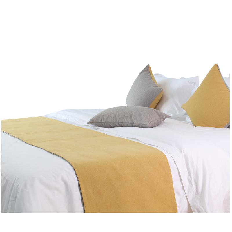 ベッドスロー おしゃれ ランナー ホテル 装飾 旅館 客室用 モダン シンプル 無地 コットン リネン 布 クッション カバー 緑 青 グレー