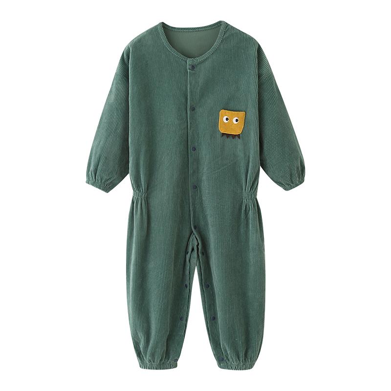 ロンパース ベビー キッズ 男の子 女の子 コーデュロイ カバーオール オールインワン 汚れ防止 防水 お出かけ 外遊び アウトドア ジャンプスーツ 長袖 綿 コットン ゆったり 春秋 冬 プレイスーツ 赤 青 灰
