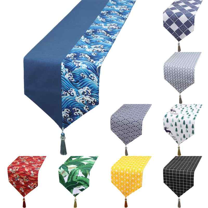 テーブルランナー おしゃれ ベッドスロー 綿麻 中国 北欧 和風 韓国 シンプル モダン さわやか 植物 花..