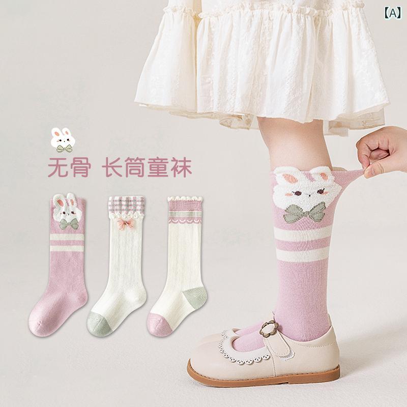 ソックス 女の子 キッズ ベビー ジュニア 春秋冬 コットン 綿 柔らか ハイソックス ミドル丈 プリンセス フリル レース キャラクター柄 抗菌 ピリング防止