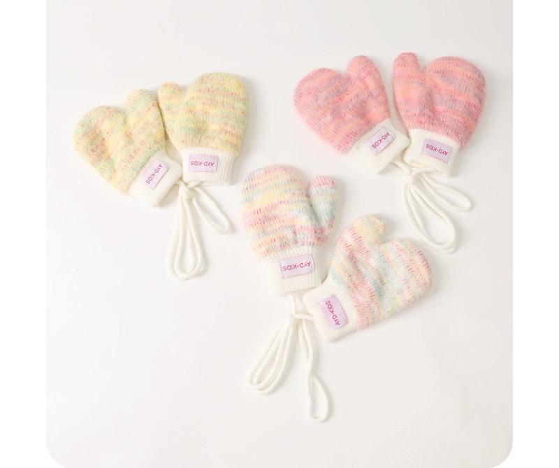 ベビー 2歳 手袋 キッズ 男の子 女の子 秋冬 かわいい 紐付きミトン 保温 防寒 3歳 4歳 5歳 6歳 黄 青 ピンク ソフト 通気 暖かい
