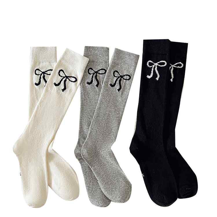 ハイソックス 女の子 キッズ ベビー 綿混 コットンブレンド ロング リボン かわいい おしゃれ 韓国 プリンセス 通園 通学 普段使い 長丈