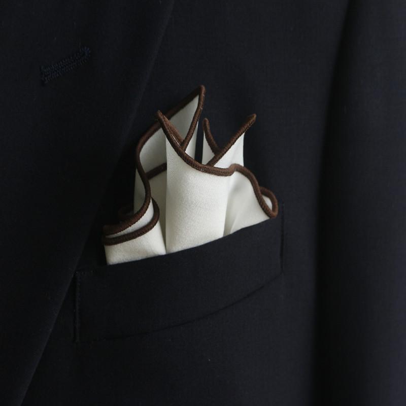 ポケットチーフ メンズ 男性用 綿麻 無地 千鳥格子 チェック柄 ブラウン縁 ネイビー ブラック ビジネス カジュアル フォーマル 結婚式 パーティー 礼装 スクエア 胸ポケット ハンカチーフ 小物 アクセサリー スーツ ジャケット