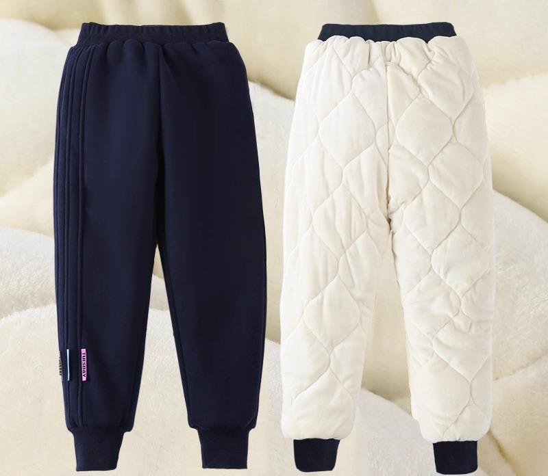 パンツ 男の子 女の子 冬 裏起毛 中綿入り 極厚 防寒 保温 あったか ロングパンツ カジュアル グレー 黒 紺 ソフト 柔らかい コットン ズボン ボトムス