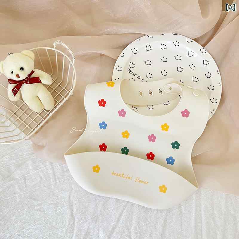 食事用エプロン ベビー 赤ちゃん キッズ 子供 男の子 女の子 シリコン製 ソフト 柔らかい 防水 よだれ..