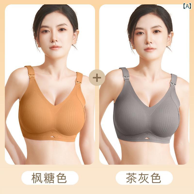 フロントップ楽天市場店のブラジャー レディース マタニティ 授乳 産後 ノンワイヤー 大きい胸 小さく見せる 垂れ防止 寄せ上げ 補正 3/4カップ フロントオープン 大きいサイズ ナイロン ポリウレタン 伸縮性 秋冬｜アングル2