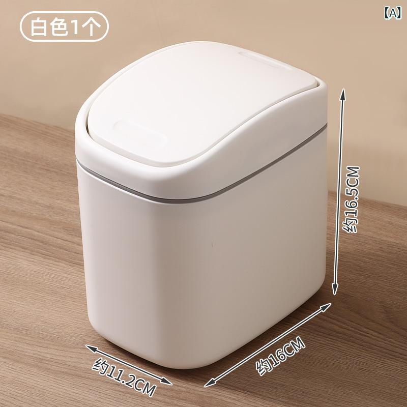 For Separated Refuse - ゴミ箱 ミニ 卓上 オフィス 寝室 ベッドサイド 車載 蓋付き スイング蓋 かわいい 小型 コンパクト ダストボックス プラスチック 収納ボックス デスク リビング 普段使い ポップ おしゃれ 筒型 白