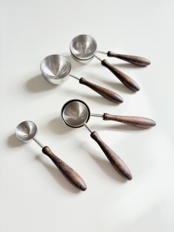 計量スプーン 304ステンレス 木柄ハンドル コーヒー豆 粉末 調味料 ソース 定量 グラム測定 製菓 お菓..