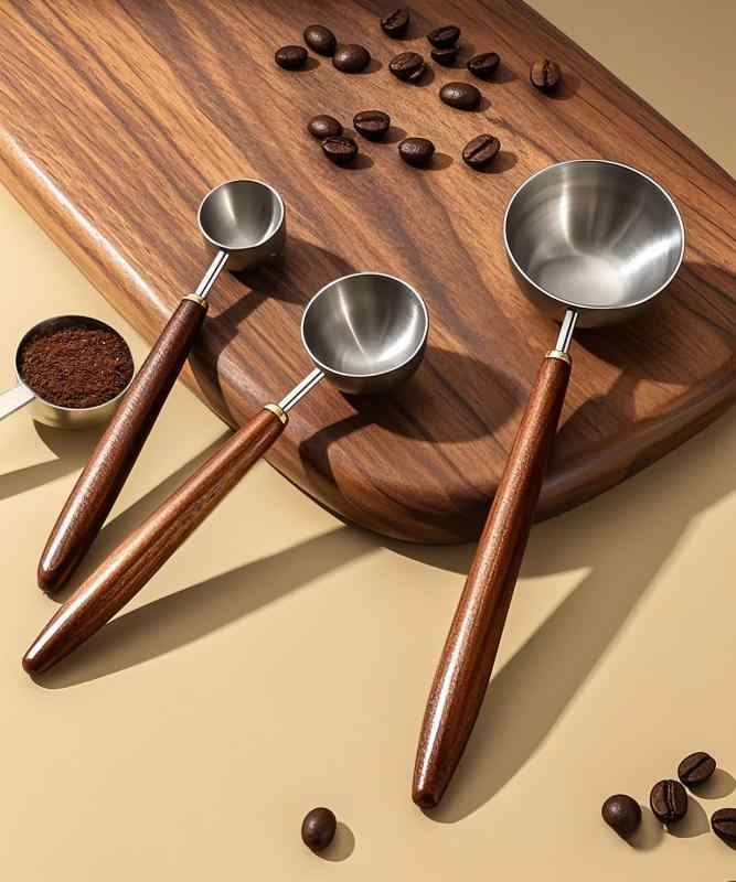計量スプーン ステンレス ウォールナット 胡桃材 ハンドル付き コーヒー豆 珈琲豆 コーヒー粉 珈琲粉 ..