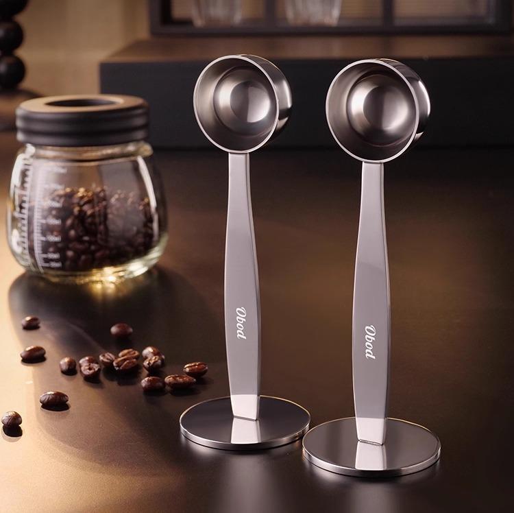 Measuring Spoons - コーヒーツール ステンレス製 タンパー 計量スプーン 一体型 2WAY エスプレッソ モカポット用 コーヒー粉 プレス 定量 スタイリッシュ シンプル 家庭用 業務用 カフェ用品