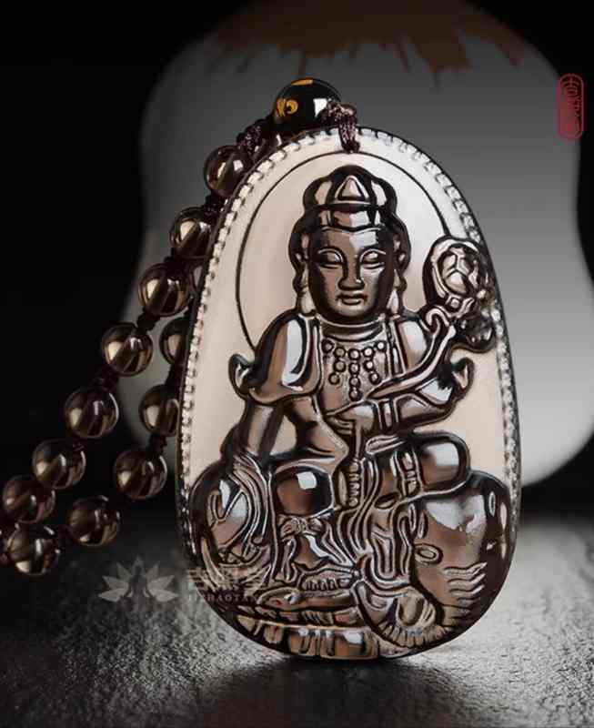 Necklaces, Pendants - アクセサリー ペンダント おしゃれ ネックレス メンズ レディース 黒 オブシディアン 石 仏 守護神 普賢菩薩 十二支 干支 巳年 蛇 お守り 開運 普段使い おでかけ プレゼント 光沢 透明