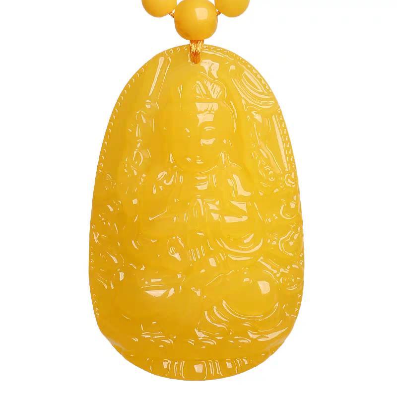 アクセサリー ペンダント トップのみ おしゃれ メンズ レディース 琥珀 蜜蝋 干支 十二支 八大守護神 菩薩 仏像 鶏油黄 ネックレス お守り 石 開運 プレゼント 普段使い 光沢 黄色