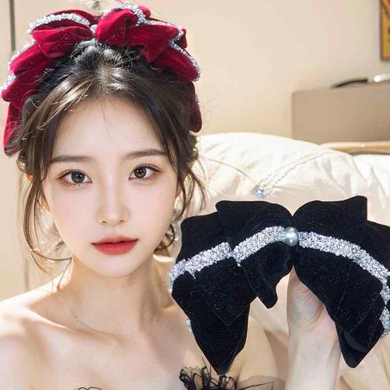 ヘアアクセサリー レディース ラインストーン 雲モチーフ リボン バレッタ スプリングクリップ エレガ..