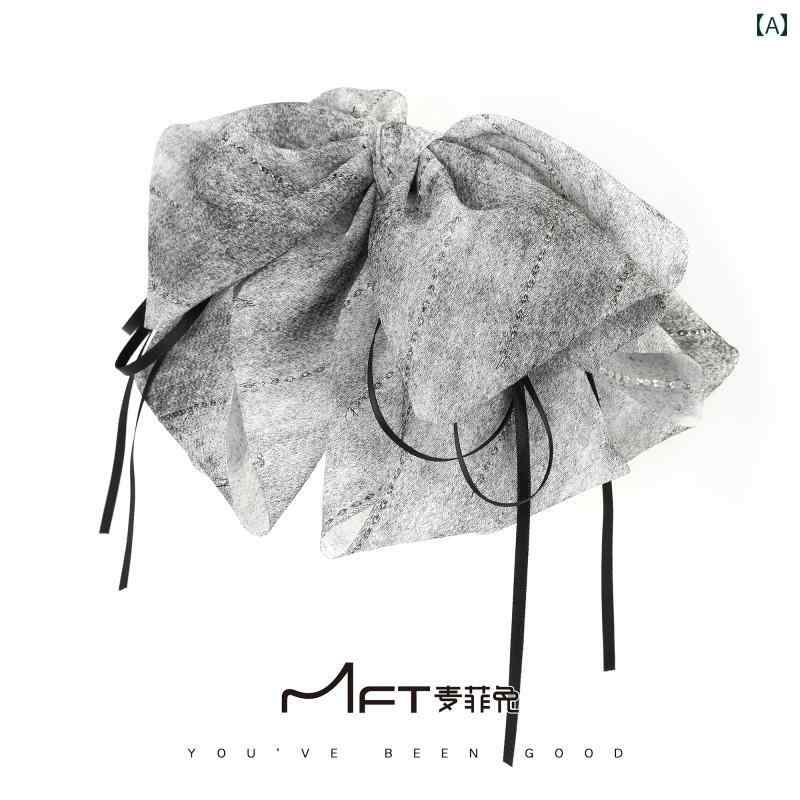 ヘアクリップ レディース 春夏 オーロラ風 軽やか シフォン リボン 蝶々結び フェミニン かわいい 楽々..