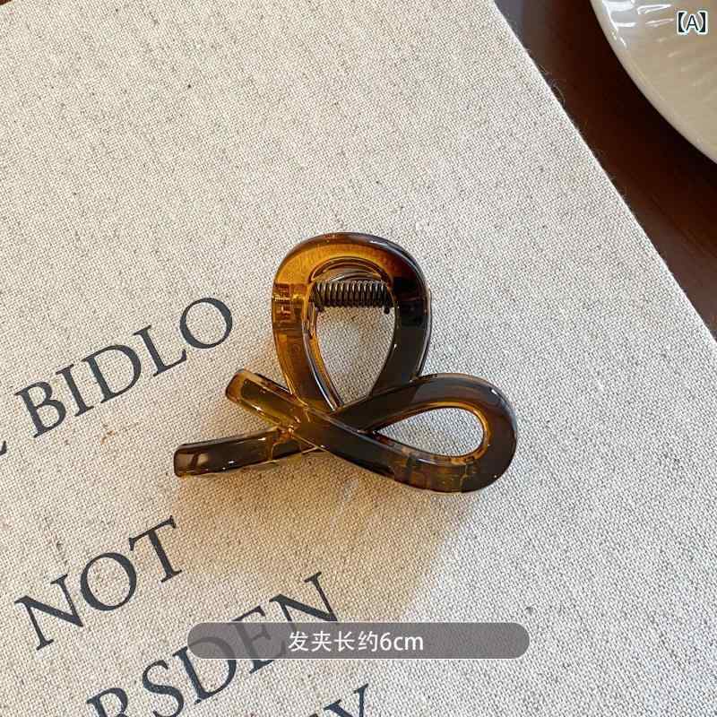 ヘアクリップ レディース ミニ リボン 立体型 バンスクリップ アクリル製 ハイポニーテール 上品 シン..