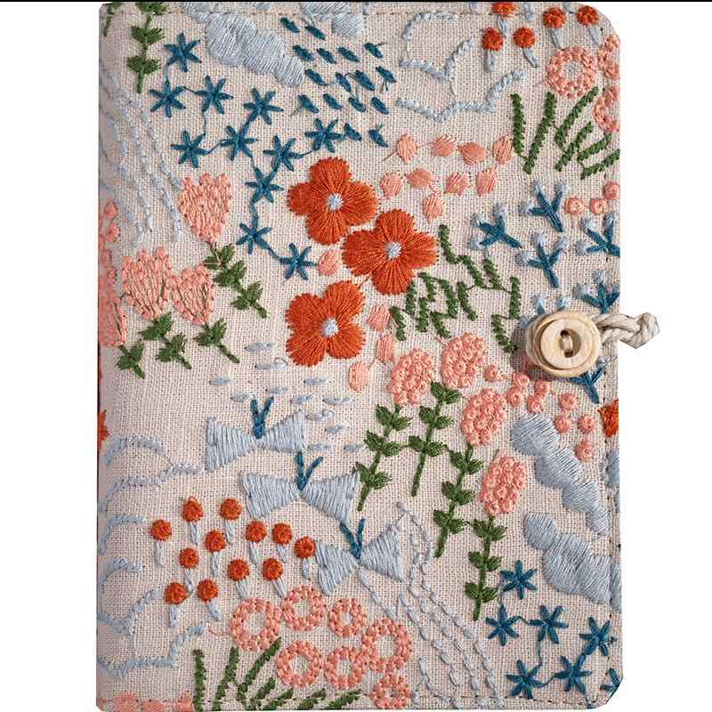 ブックカバー おしゃれ ギフト 手帳 ノート A5 綿麻 刺繍 布 ルーズリーフ 糸綴じ ナチュラル シンプル..