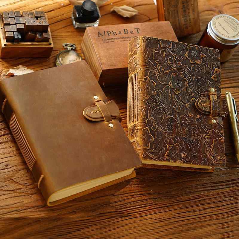 おしゃれ ノート 文具 ブックカバー ギフト メンズ レディース 革 レザー レトロ 無地 クラフト紙 デッ..