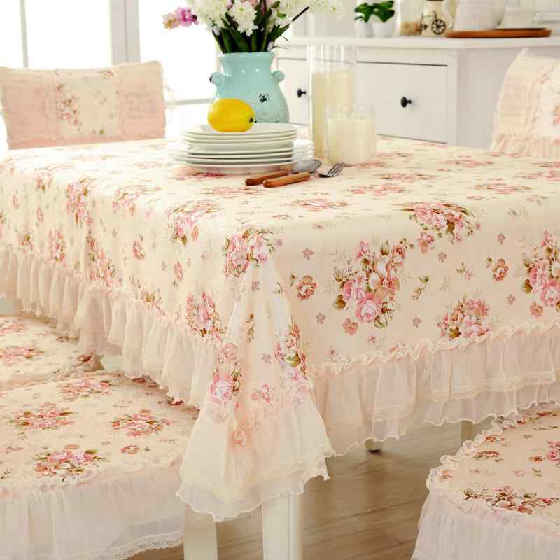 テーブルクロス 食卓カバー レース ヨーロピアン ロマンチック カントリー 長方形 布製 ファブリック チェアカバー 椅子カバー チェアパッド クッション 家庭用 ダイニング リビング モダン 植物 花柄