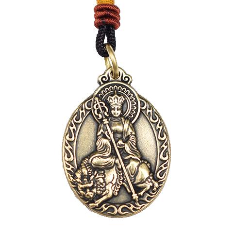 アクセサリー ペンダント おしゃれ お守り メンズ レディース 真鍮製 地蔵王菩薩 仏 諦聴牌 ネックレス キーホルダー 携帯 ストラップ キーリング 交通 開運 魔除け 無事息災 祈願 レトロ パール ビーズ 普段使い プレゼント ゴールド