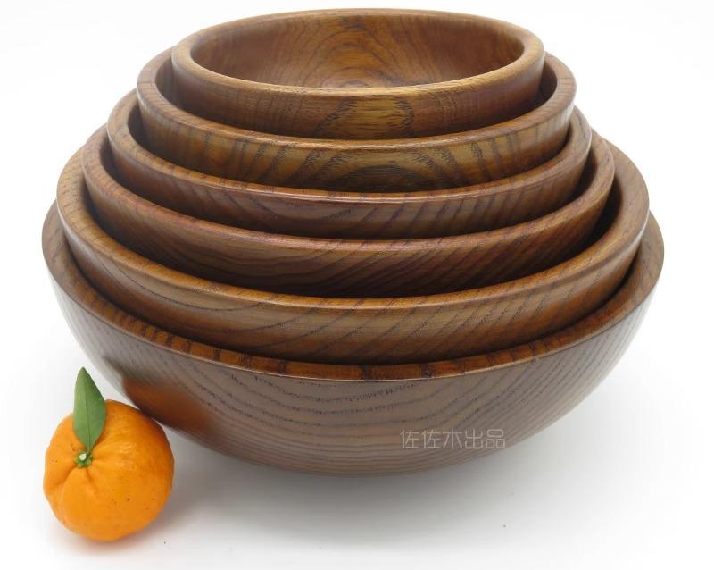 サラダボウルおしゃれ シンプル 木製 ナツメウッド 無垢材 大きめ 深型 ラーメン鉢 スープ こね 和風 ..