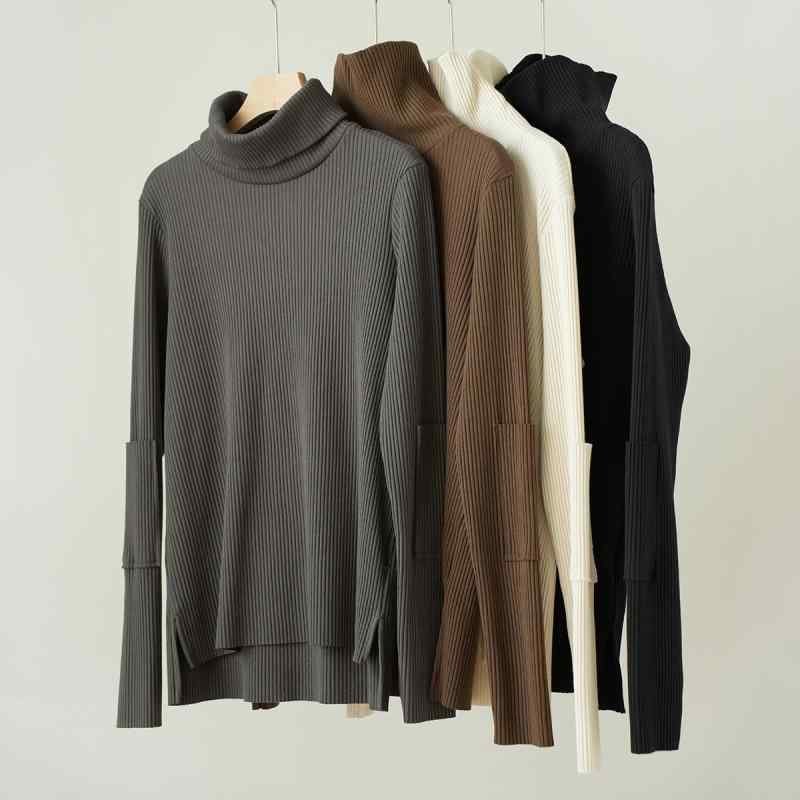 樂天商城 - Tシャツ レディース ハイネック インナー カットソー トップス 長袖 リブ 伸縮性 裏起毛 あったか ゆったり 無地 秋冬 普段使い デイリー 綿混 ソフトタッチ 黒 灰 アイボリー