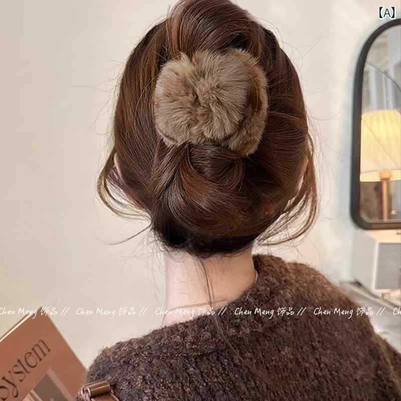 バンスクリップ レディース 女性用 秋冬 上品 エレガント ファーボール 小さめ ミニ Sサイズ ハーフア..