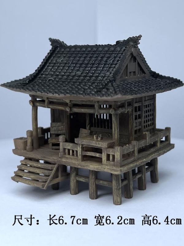 アクアリウム 樹脂製置物 レイアウト 偽山 岩山 古風建築 涼亭 建物 模型 盆栽 水陸両用 微景観 オブジ..