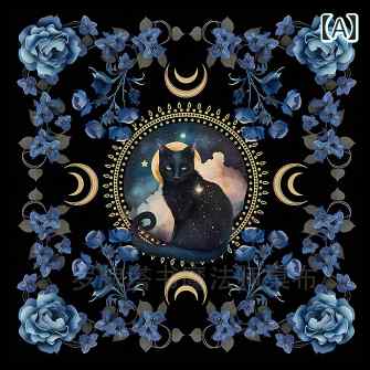 タロットクロス タロットマット 月相猫柄 星座 星空柄 厚手 ベルベット フリース生地 占い オラクルカ..