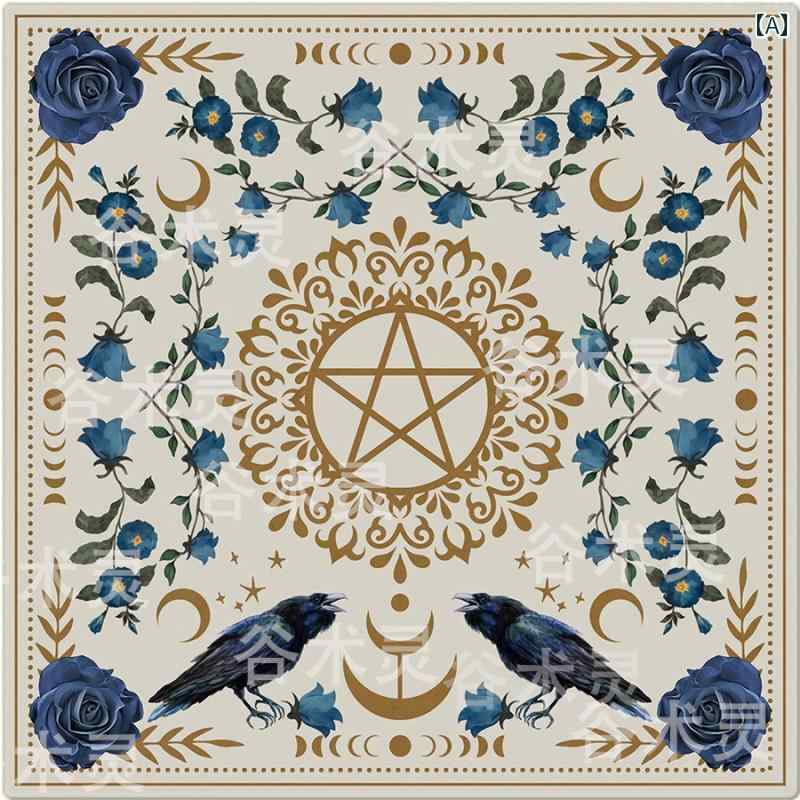 タロットクロス 厚手 フランネル ベロア調 太陽 光芒 神秘的 占い オラクルカード スピリチュアル 星座 月 生命の樹 スプレッドクロス テーブルクロス マット 敷物