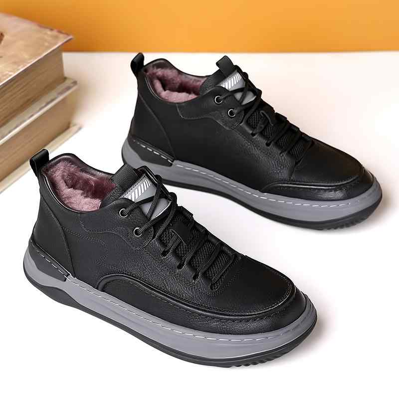 ブーツ メンズ ショートブーツ 冬 本革 レザー ハイカット 裏起毛 厚手 保温 防寒 滑り止め 軽量 カジ..