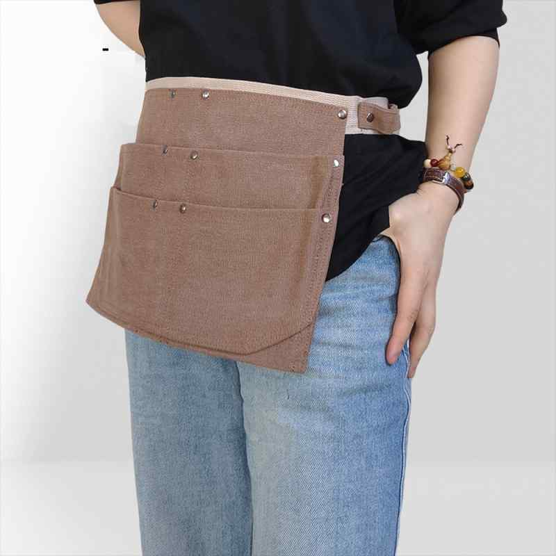 ウエストポーチ メンズ レディース 帆布 厚手 多ポケット 多機能 耐摩耗性 キャンバス生地 作業用 美容..