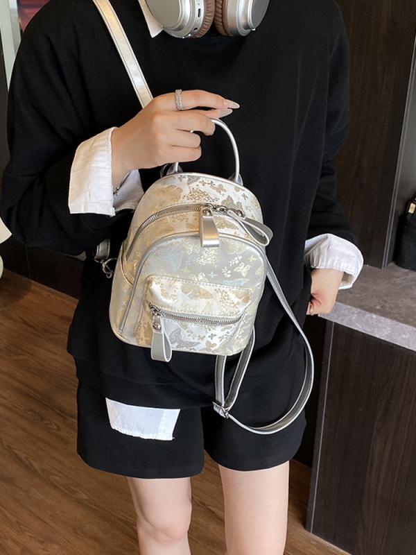 リュック レディース 刺繍 ミニ バックパック おしゃれ 個性的 韓国 通学用 スクールバッグ 旅行用 普段使い 軽量 PUレザー ピンク ベージュ(4.0)
