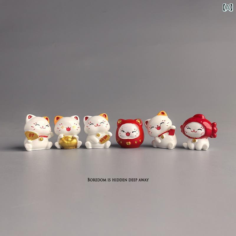 置物 招き猫 ダルマ猫 和風 日本風 樹脂製 かわいい 開運招福 縁起物 癒やし デスク 卓上 オフィス ワ..