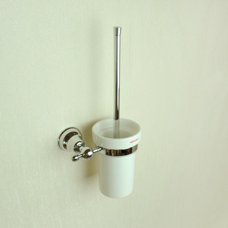 バスルーム用品 雪国 トイレブラシ 欧風 アンティーク調 壁掛け ホルダー 真鍮製 クロームメッキ仕上げ 掃除用品 スタイリッシュ ホテルライク 穴あけ式