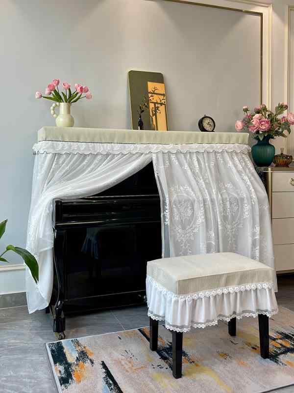 ピアノカバー アップライト フルカバー ハーフ 椅子 鍵盤楽器カバー 防塵 フレンチ エレガント レトロ ..