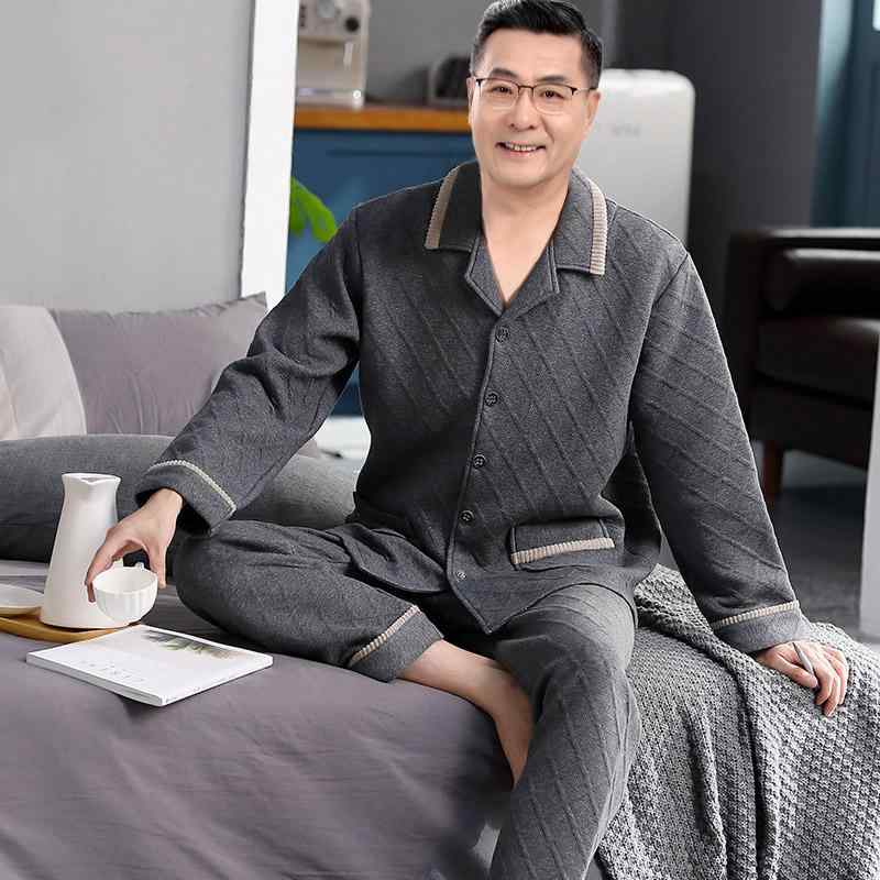 ・スタイル: シンプル・セット内容: 2点セット・パンツ丈: ロング・生地: 綿重ね・対象: 中年・ウエスト: ゴム・用途: リラックスウェア・主な素材: 綿・厚み: 厚手・袖丈: 長袖・ネックライン: 小さな襟・柄: 無地・前開き: ボタ...