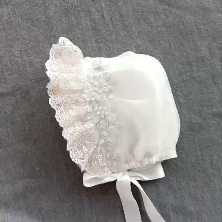 ベビー帽 女の子 ベビー 新生児 レース プリンセスハット 欧風宮廷 レースフリル UVカット 日よけ 100..