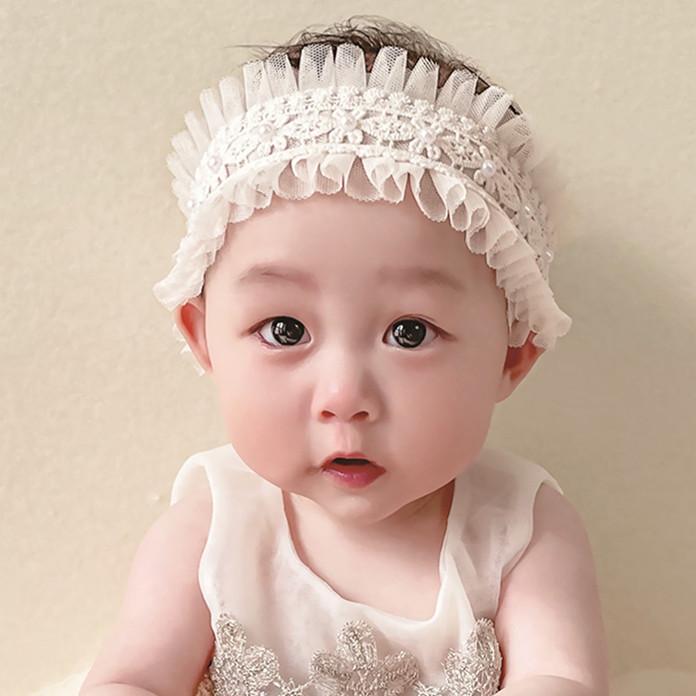 ベビー 女の子 ヘアアクセサリー 韓国 レース フリル ヘアバンド プリンセス 泉門保護 お宮参り 100日祝い 一歳誕生日 記念撮影 かわいい おしゃれ
